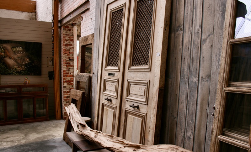 Old oak or pine doors and hutches as pieces of art in the frames 22
