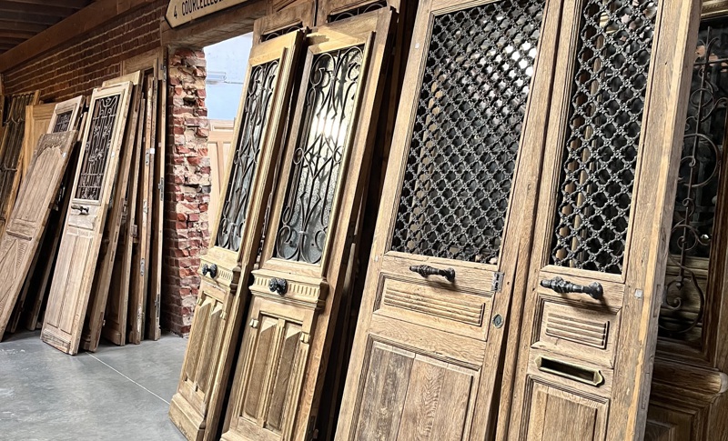 Old oak or pine doors and hutches as pieces of art in the frames 1